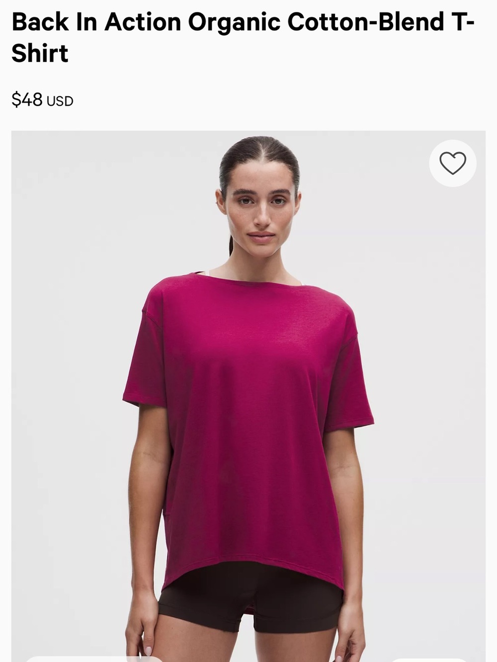 Lululemon Back In Action Organic Cotton-Blend T-Shirt — Magenta